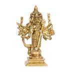 ARTVARKO Brass Lord Shanmugar Murugan Kartikeya Murugana Kumaraswamy Karthikeya Standing with Peacock Idol Swaminatha Skanda Murti 6 Inch
