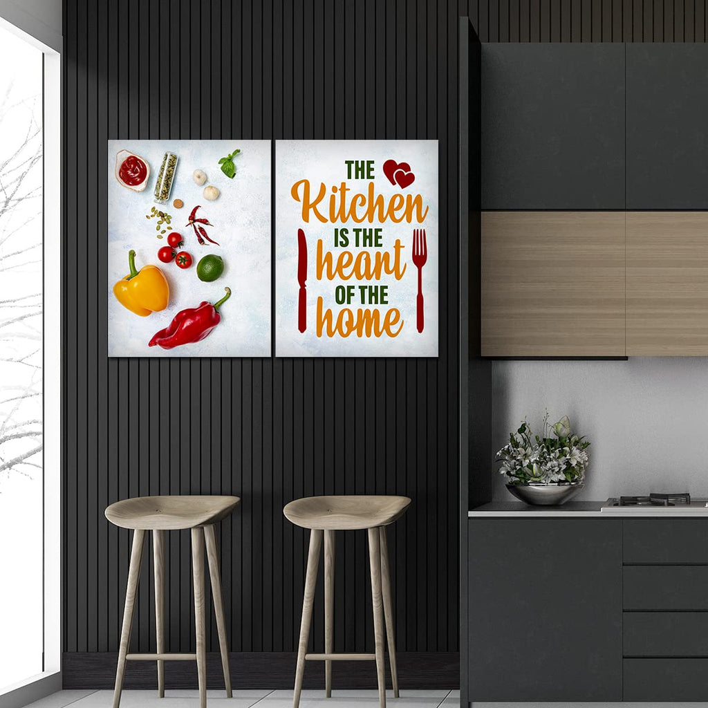 VIBECRAFTS 2 Pieces Kitchen Quotes Canvas Wall Painting Fitted With Wooden Frame For Home | Office | Living Room | Gifts(PTVC2Pcs1_17513)