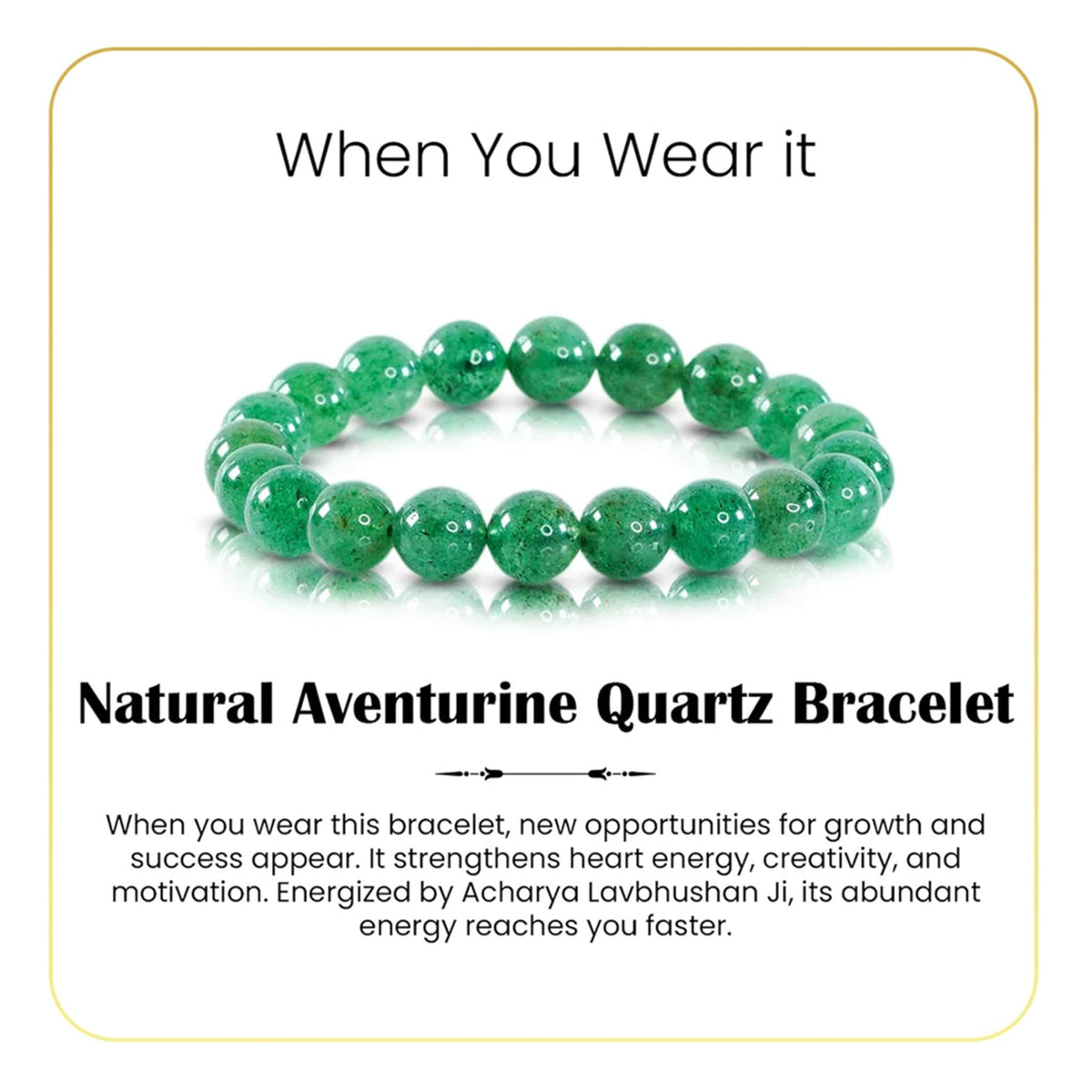 LIFE CHANGING ASTRO Natural Green Aventurine Quartz Bracelet for Men & Women, Healing Crystal Beaded Bracelet for Luck, Prosperity & Emotional Balance, Spiritual Energy Stone by Acharya Lavbhushan Ji