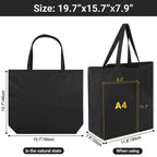 Segarty Black Canvas Tote Bag, 3 Packs 16x15 inch Canvas Bags with Zipper, 12Oz Heavy Duty Reusable Washable Grocery Shopping Bag with Handle, Blank Cotton Bags for Kids DIY Crafts Painting Bulk