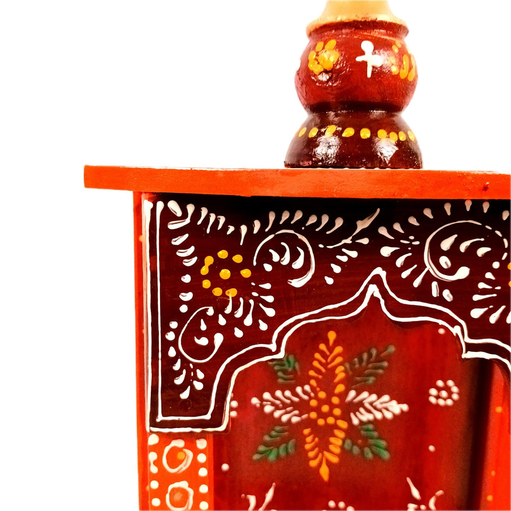 Apka Mart The Online Shop Home Temple | Pooja Mandir Small | Wooden Wall Mounted Puja Unit/Stand - for God, House, Office & Shop - 11 Inch