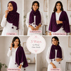 Women’s Chiffon Scarf Soft Lightweight Premium Stoles for Girls & Women | Stylish Modest Wear Dupatta for Daily & Party Use (Dark Purple)