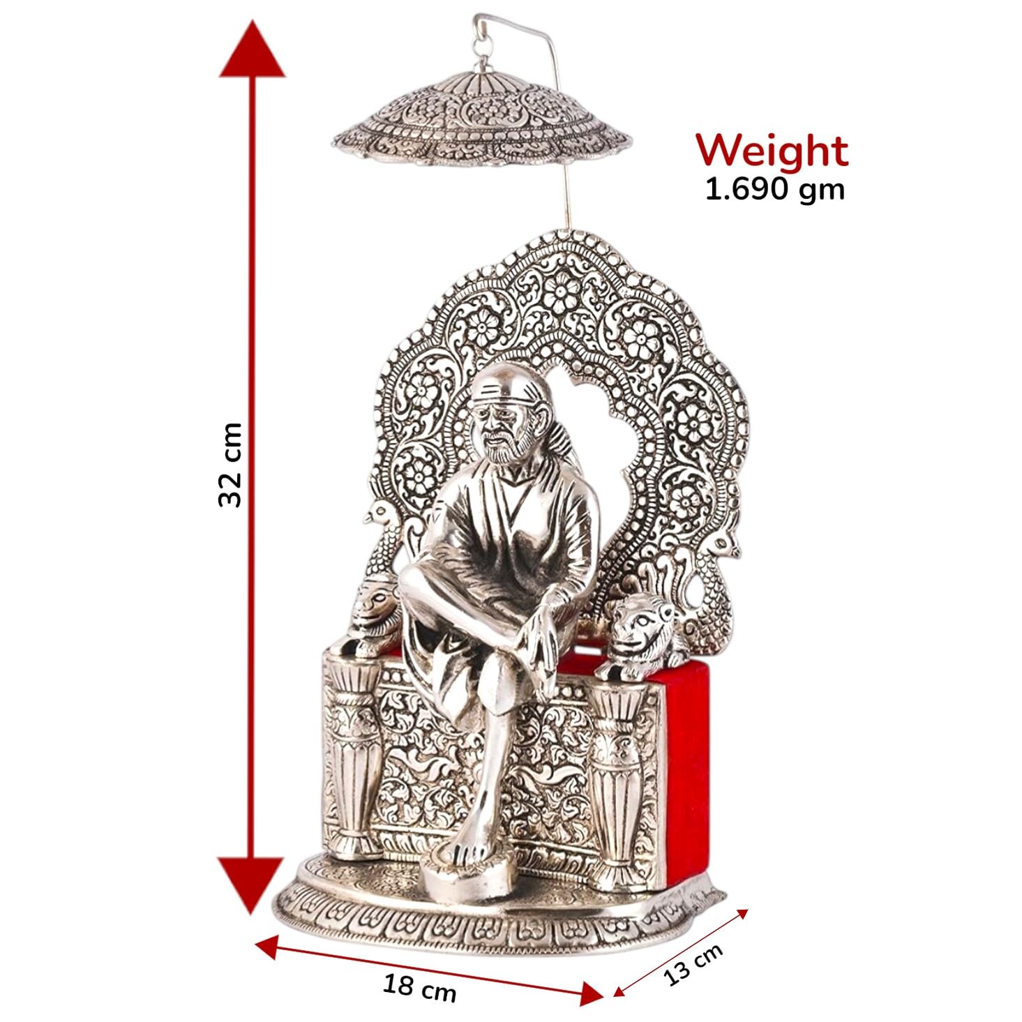 KridayKraft Shirdi Sai Baba Metal Statue,Sai Baba Idol Murti for Home,Office Decorative Showpiece Figurines,Religious Idol Gift Article...