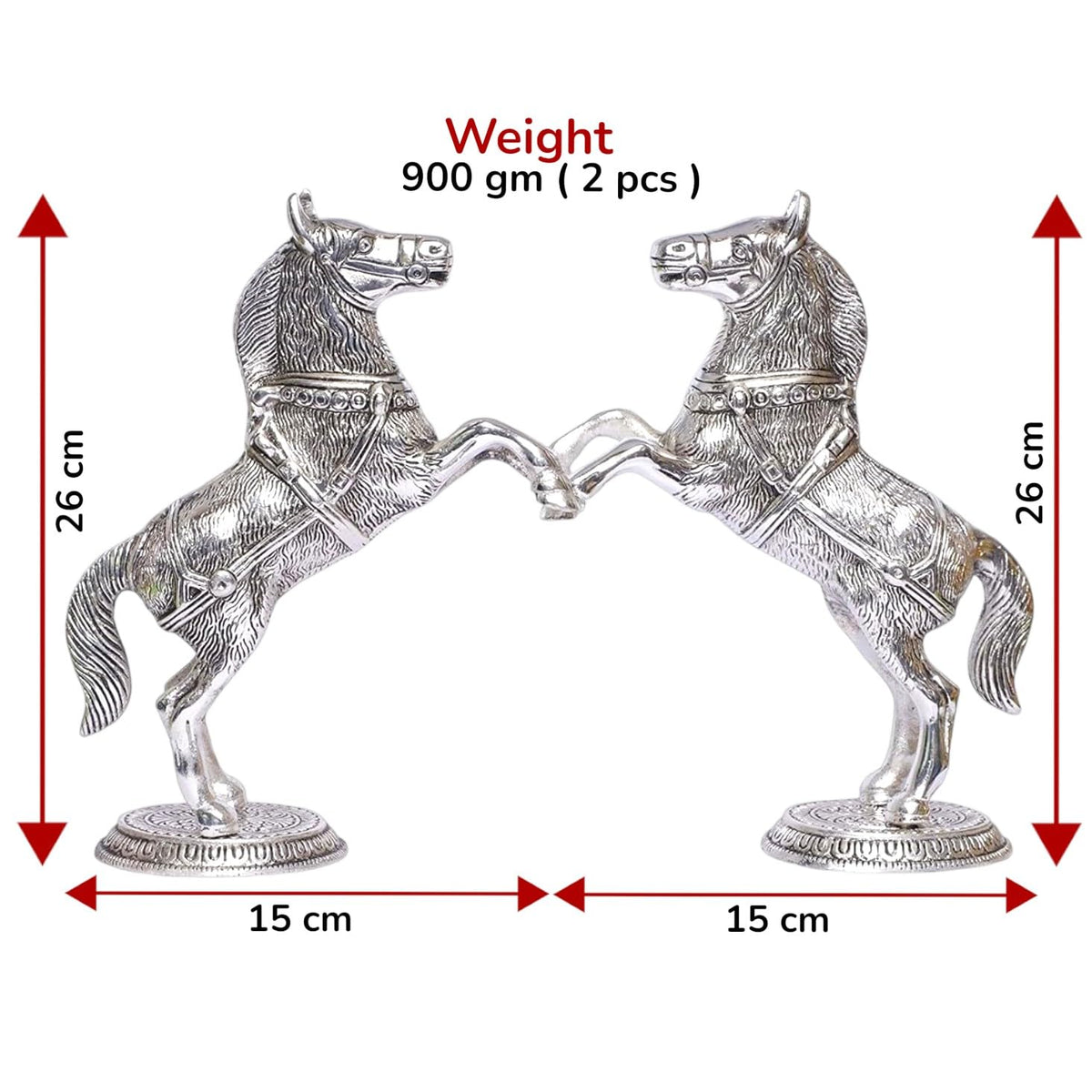KridayKraft Jumping Horse Set Metal Statue for Wealth,Income,Shining and Bright Future&Table Top Figurine.,Decorative,Feng Shui&Vanstu,Animal Showpiece Figurines (Silver)