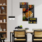 VIBECRAFTS Kitchen's 4 Pieces Canvas Wall Painting Fitted With Wooden Frame For Home | Kitchen | Gifts (PTVC4Pcs3_15507)