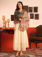 Pashmoda Women Guldasta Fine Wool Fabric Pashmina Kalamkari Embroidered Shawl (Size: 40x80in, 101x203cm) KAS13