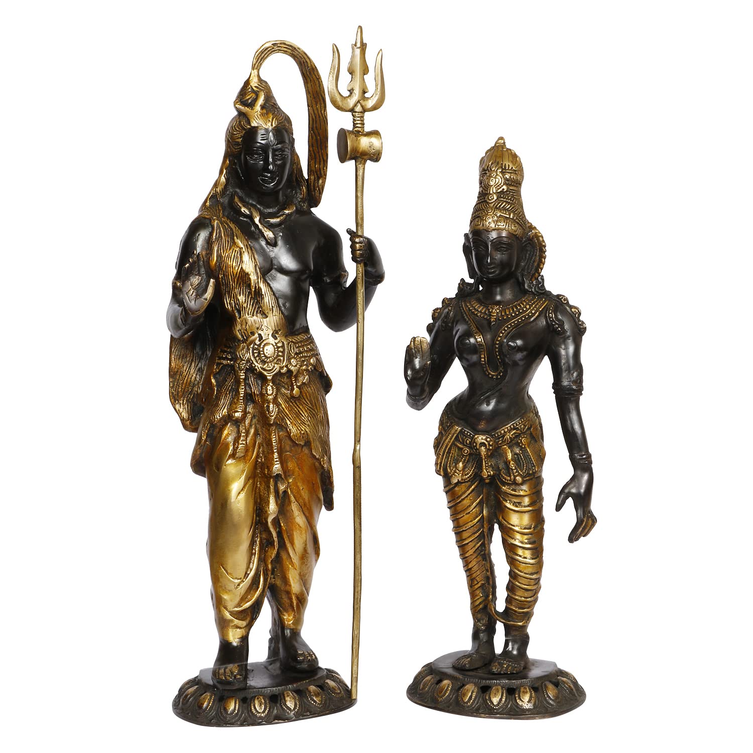 ARTVARKO Big Brass Shiva Parvati Standing Blessing Murti Home Décor House Warming Mandir Puja Temple Pooja Showpiece Marriage Gift 20.5 Inch