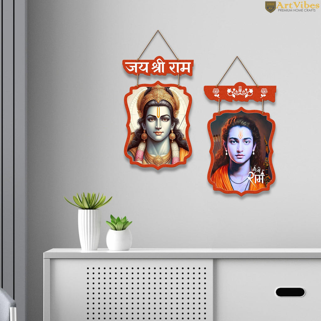 Artvibes Shri Ram Wall Hanging Home Decorative Wall Art for Living room | Spiritual Decor Items | Wall Painting | Wall Illustrations| Stylish Modern Decor Item | Gift Items (WH_9725N), Set of 2