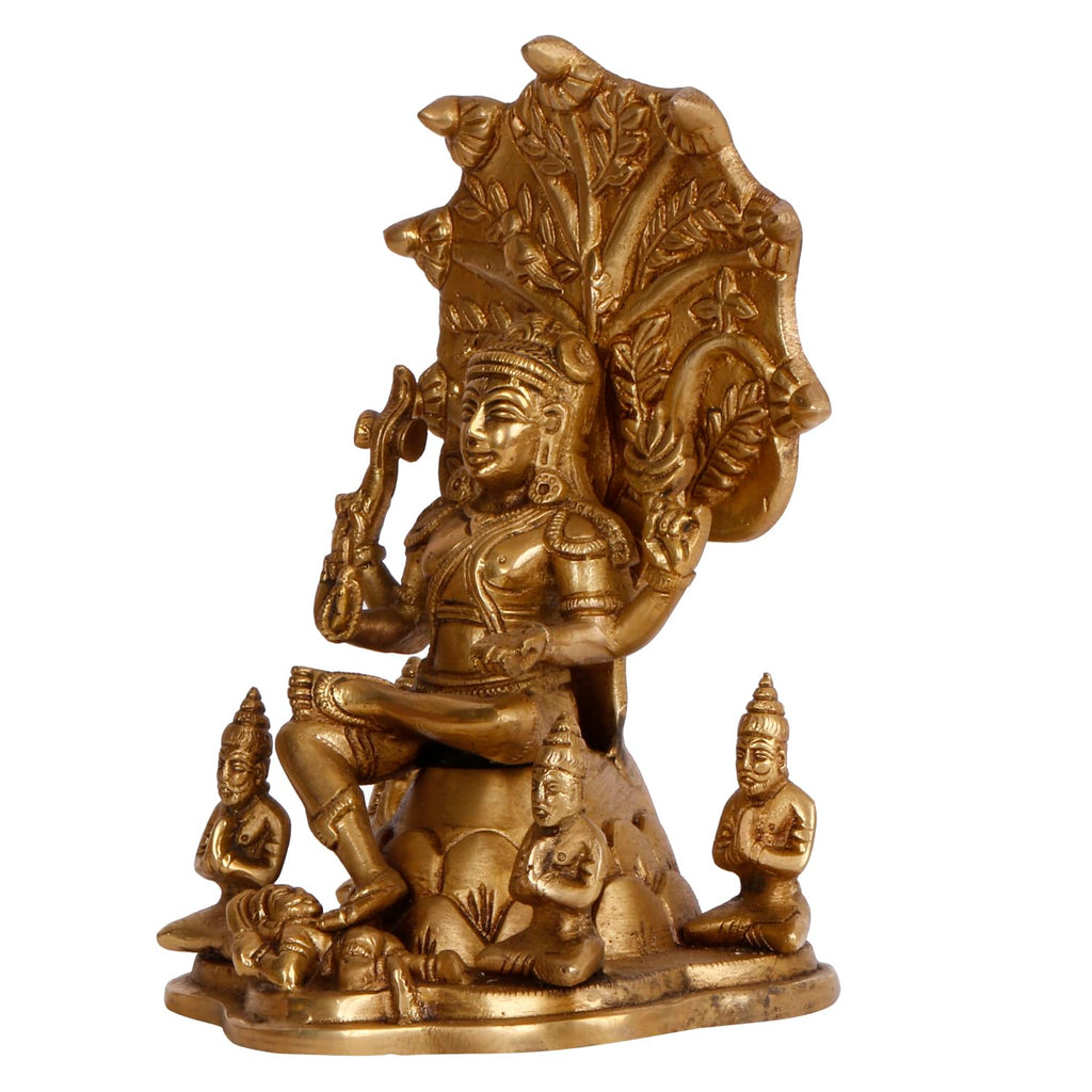 ARTVARKO Brass Dakshinamurthy Shiva Shankar God Shiva as a guru Teacher of All Types of Knowledge Brass Statue Height 9 Inches