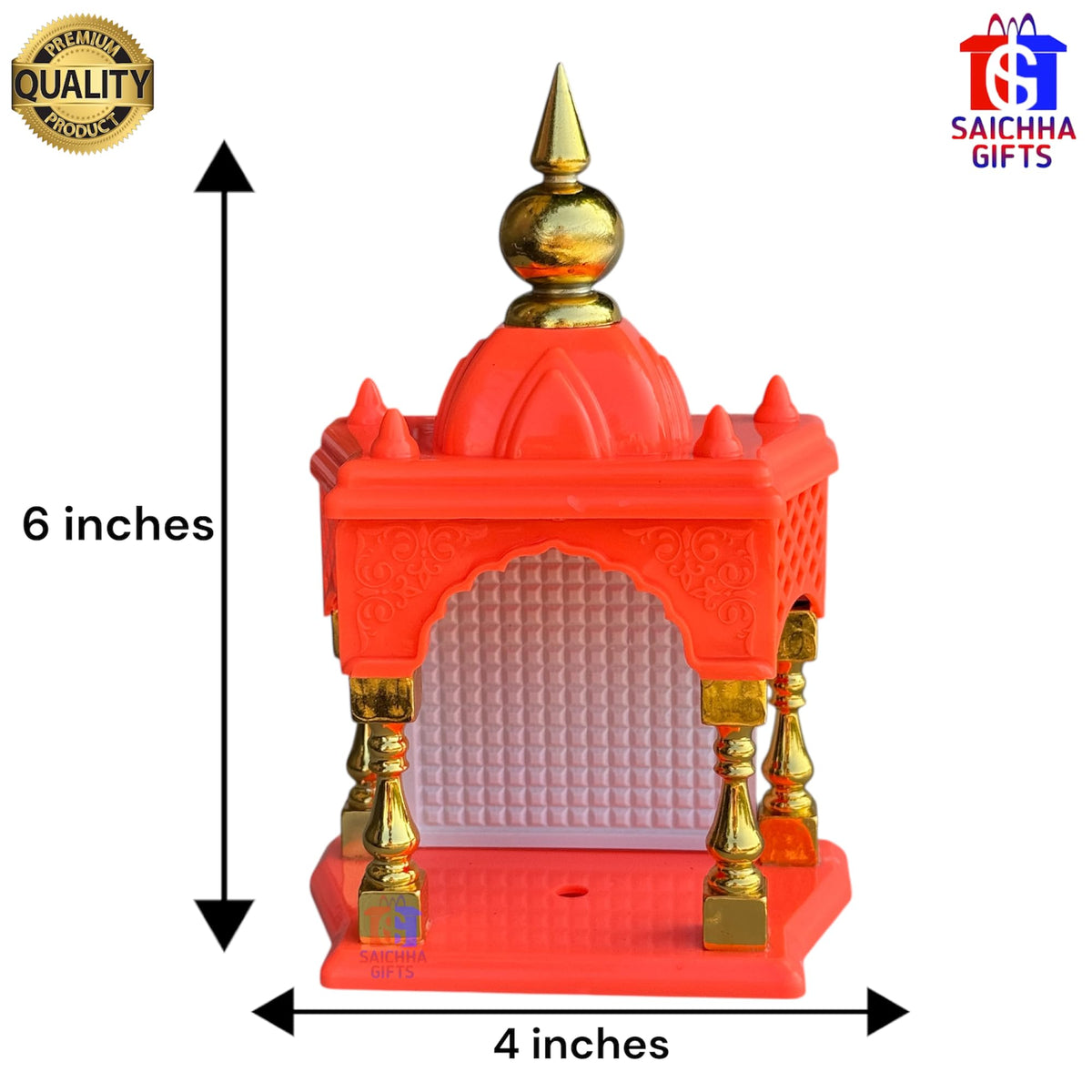 SAICHHA GIFTS Temple for car Dashboard Stand 6 inches (Orange)