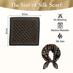 Flavizo Silk Satin Scarf for Women Stylish - Fashion Bandanas, Head Wrap Shawl Square Neck Hijab, Lightweight Hair Scarves for Office Travel Wear - Brown