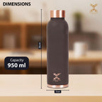 MERCAPE Pure Copper Color Water Bottle 950 ml | Matte Finish Reusable Metal Bottle with Leak-Resistant Cap | Suitable for Home, Office & Travel (Matte Brown)