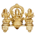 ARTVARKO Pure Brass Lakshmi Ganesha Saraswati Idol Ganesh laxmi Sarasvati Murti Statue for Diwali Puja Home Decor Good Luck Gift 6.5 Inches