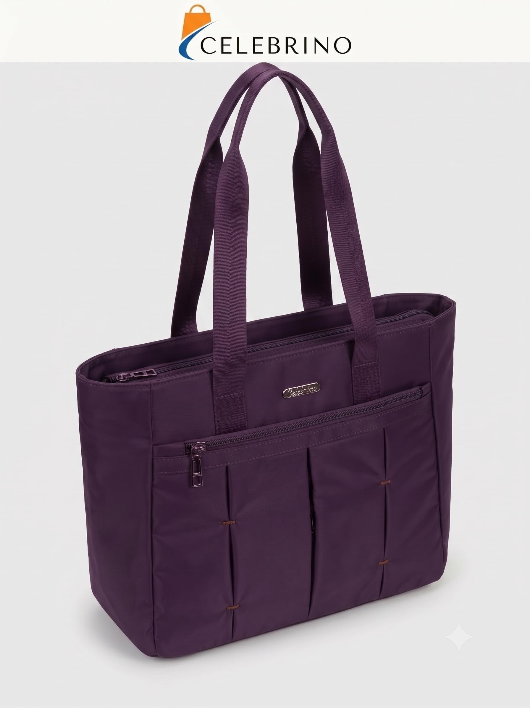 CELEBRINO Spacious Tote Handbag for Women | Nylon Hand Bags with Multiple Zip Compartments | Waterproof Large Shoulder Bag for Office, College, Travel & Shopping | Multi Pocket Zipper Handbags