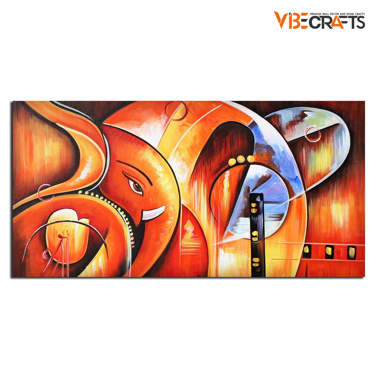 VIBECRAFTS Canvas Paintings for Living Room Drawing Room Beautiful Wall Painting of Lord Ganesha Modern Art Fitted with Wooden Frame for Home|Office|Gift(PTVCH_2291NV)