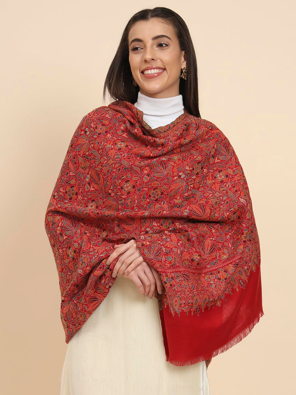 Pashmoda Women Gul-e-meher Kaani Wool Shawl (Size 101X203 CM)