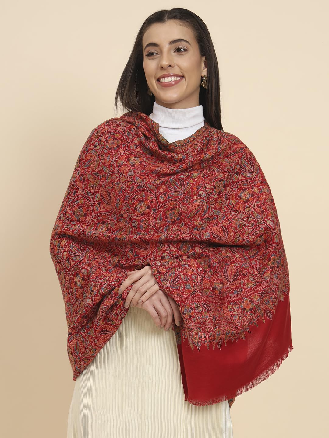 Pashmoda Women Gul-e-meher Kaani Wool Shawl (Size 101X203 CM)
