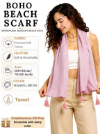KE KANHA EXPORTS Cotton Scarf|Scarf for Women|Cotton Stole|Soft Beach Wrap|Tassel Design|Easily fits 180 * 50cm