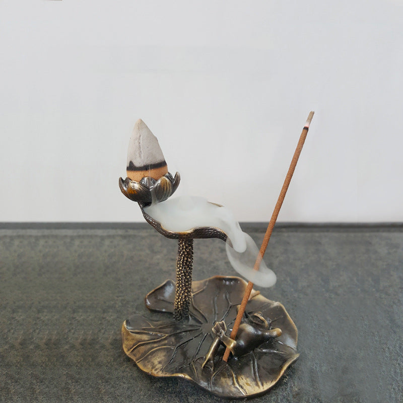 Creative Incense Stick Incense Burner Lotus Leaf Frog Seat