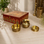 Brass Pooja Kalash Kumkum Box and Bowl Gift Hamper Vedansh Craft