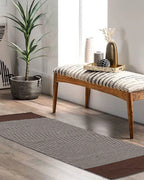 Natural Brown Handloom Cotton Bedside Runner For Bedroom And Living Area