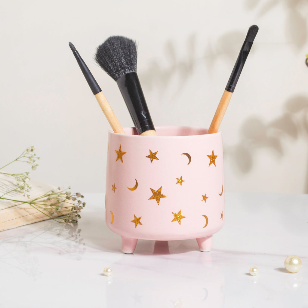 Stars and Moons Pink Ceramic Planter Small Nestasia