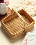 Rustic Rattan Picnic Basket, Fruit Basket for Family Meals & Travel