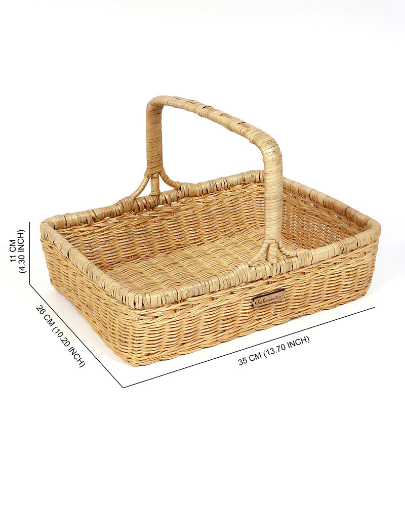 Rustic Rattan Picnic Basket, Fruit Basket for Family Meals & Travel