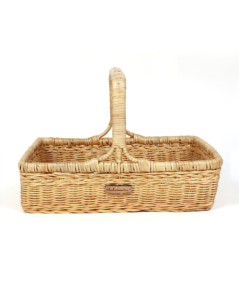 Rustic Rattan Picnic Basket, Fruit Basket for Family Meals & Travel