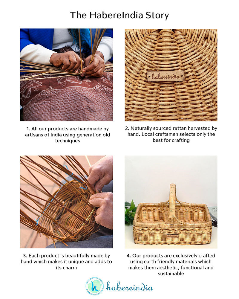 Rustic Rattan Picnic Basket, Fruit Basket for Family Meals & Travel