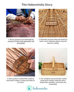 Rustic Rattan Picnic Basket, Fruit Basket for Family Meals & Travel