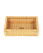 Multipurpose Rattan Basket for Use as Tray, Storage Organizer, or Decorative Accent