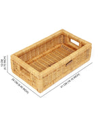 Multipurpose Rattan Basket for Use as Tray, Storage Organizer, or Decorative Accent