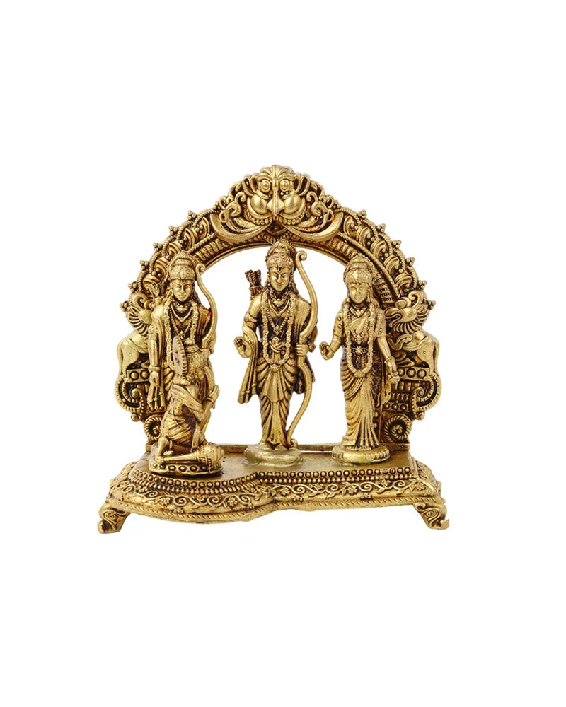 Traditional Brass Ram Darbar Idol for Spiritual Decor and Home Temple