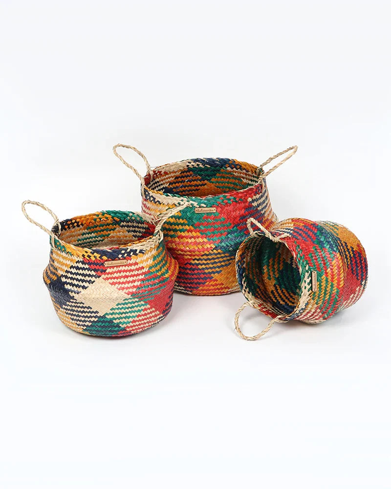Set of 3 Belly Planter Basket for Indoor Greenery & Décor