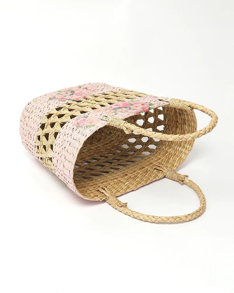 Natural Seagrass Market Basket & Tote Bag