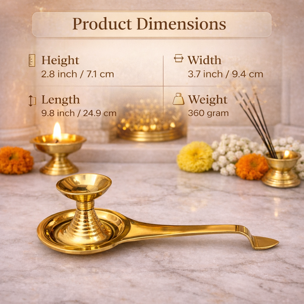 Brass Dhoop Aarti Spoon (9.8 Inch) Vedansh Craft