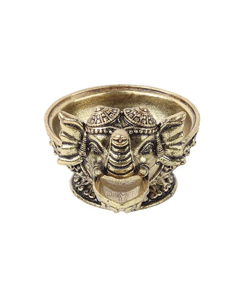 Handcrafted Ganesha Brass Oil Lamp for Aarti and Festive Worship