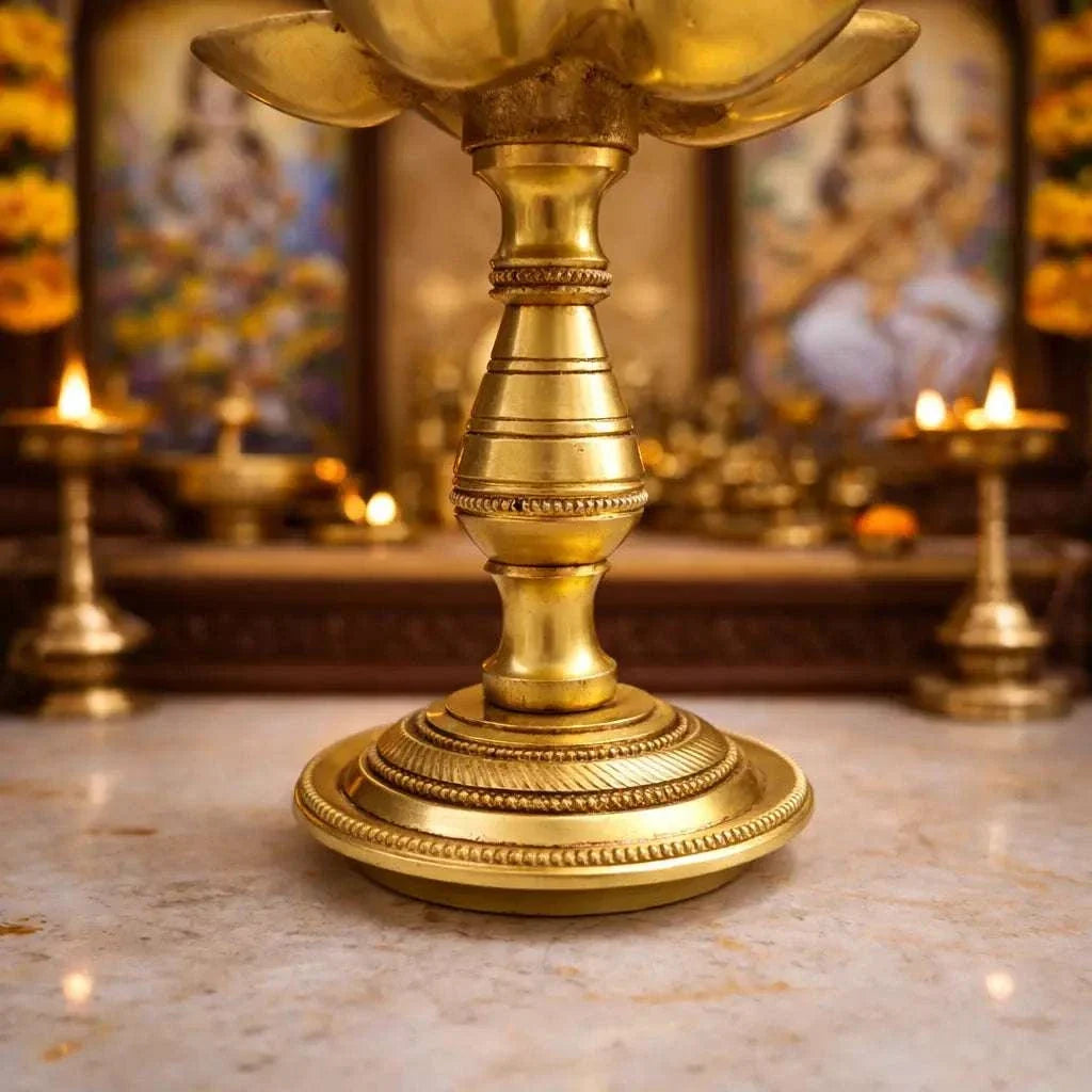 Brass Ethnic Five Petal Peacock Diya / Lamp (7.5 Inch) Vedansh Craft