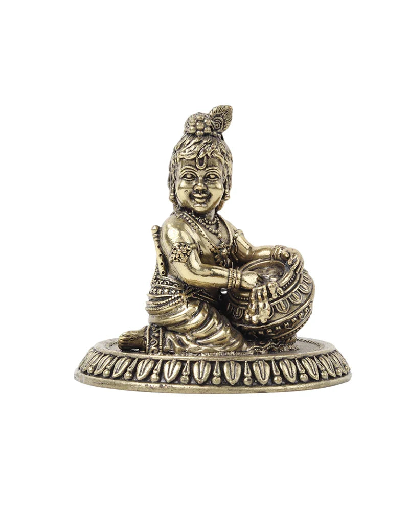 Pure Brass Bal Krishna Idol for Home Temple and Pooja Room