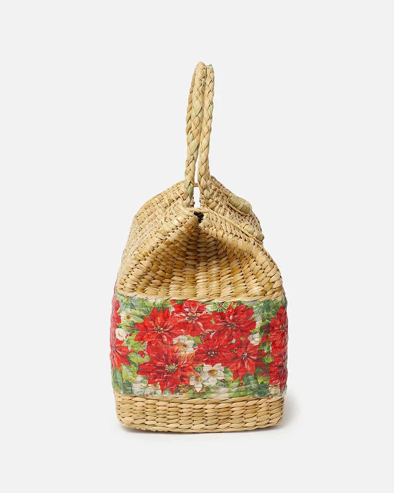 Rustic Seagrass Picnic Basket Handmade for Food Carry & Picnic