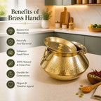 Brass Hammered Vintage Handi / Degchi with Lid Vedansh Craft