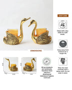 Set of 2 Swan Candle Holders, Metal Tealight Showpieces for Home Decoration