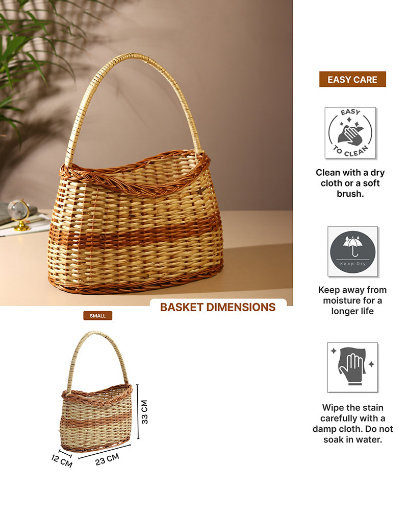 Handwoven Wicker Fruit Basket & Storage Organizer for Kitchen & Home Use