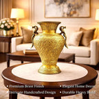 Brass Peacock Flower Vase / Planter Pot (11 Inch) Vedansh Craft
