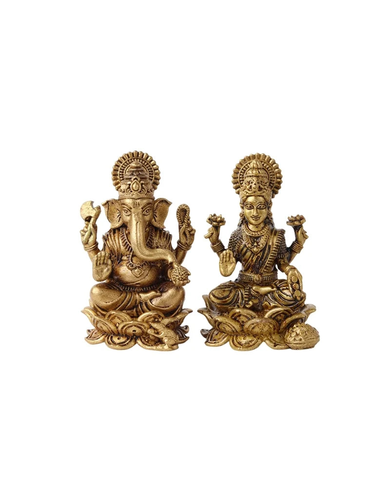 Pure Brass Laxmi Ganesh Idol Set Traditional Brass Pooja Idol