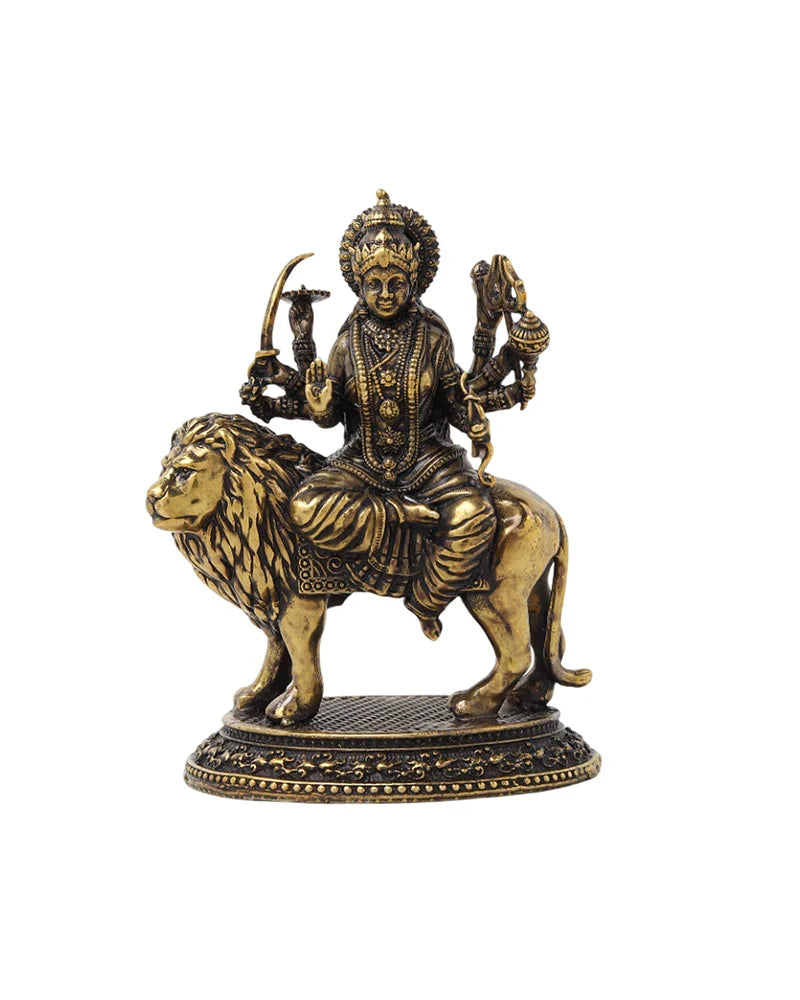 Pure Brass Durga Idol Figurine for Devotion and Spiritual Corners