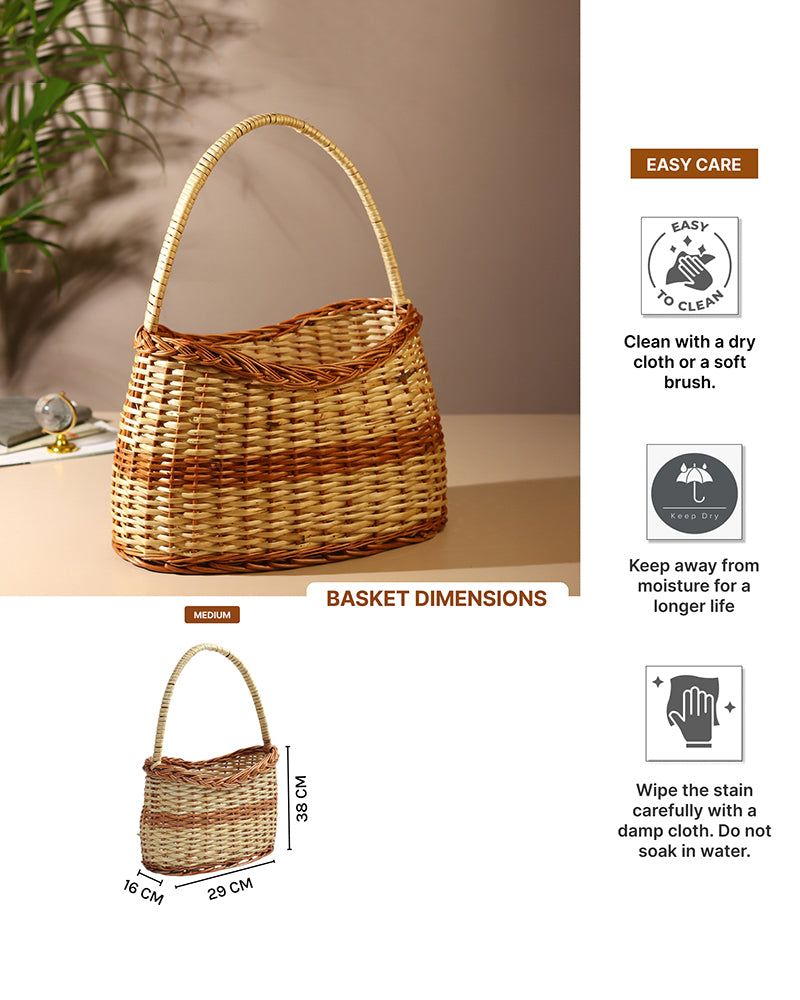 Handwoven Wicker Fruit Basket & Storage Organizer for Kitchen & Home Use