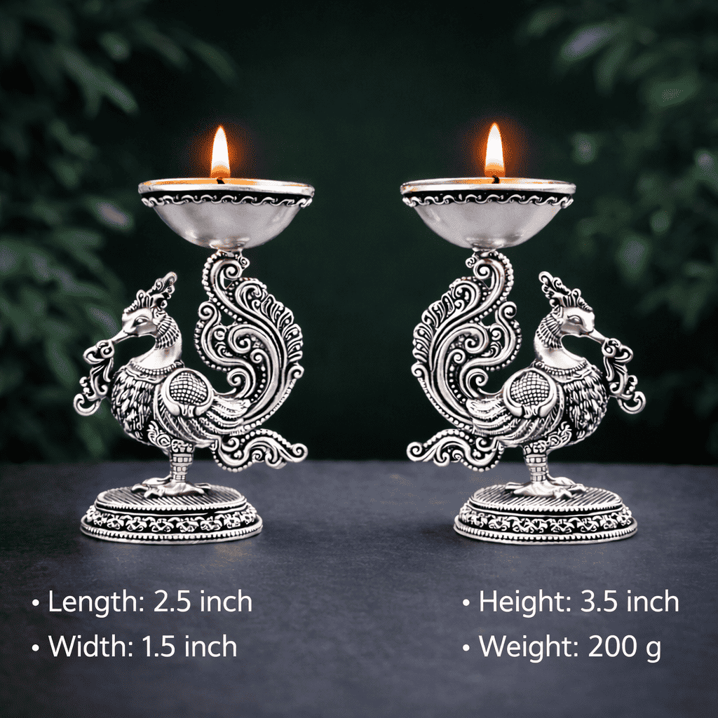 Brass Peacock Lightweight Diya Pair Vedansh Craft