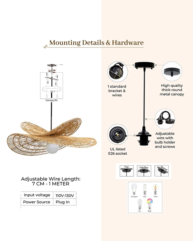 Artistic Raffia Ceiling Light for Living Room Decoration